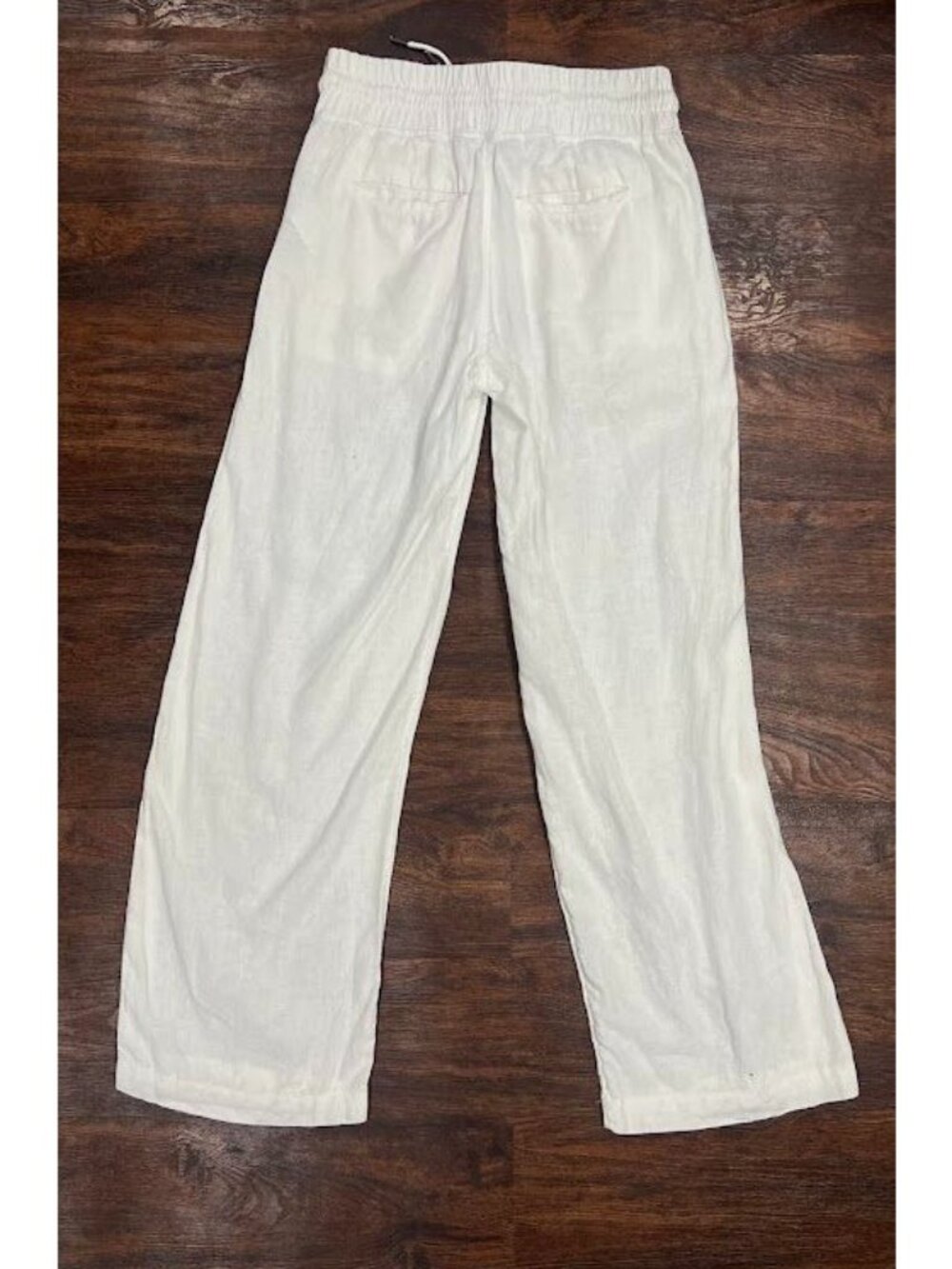 Athleta Size 4 Cargo Linen Wide-Leg Flowy Pants White Drawstring - Picture 7 of 8
